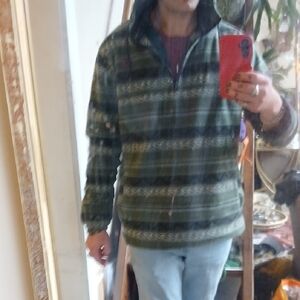 O'Neill Men's Olive and Gray Zip-Up Sweater